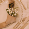 Șervete textile gri-lila pentru nuntă