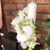 Lumânare de botez cu orhidee albă în spirală Blanca