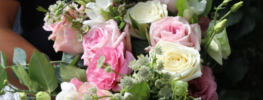 Buchet cu trandafiri și lisianthus în nuanțe de roz Celine