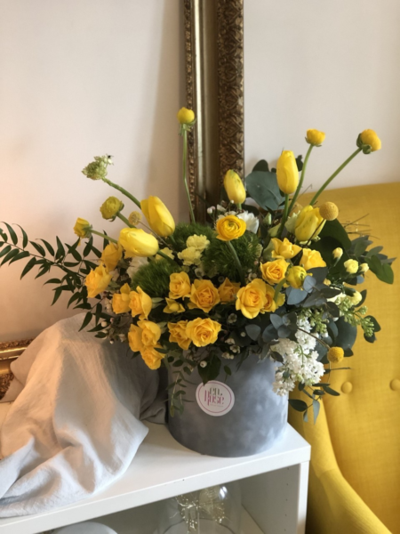 Cutie gri cu flori Yellow & Grey In the Mix